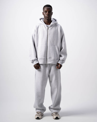 Basic Stone Zip-Up Hoodie