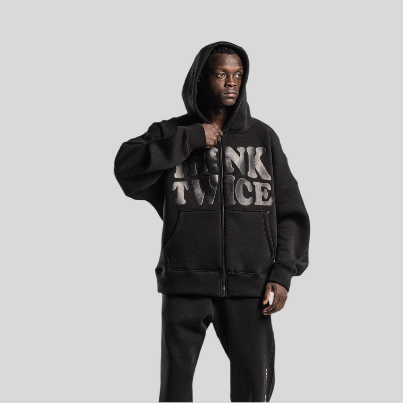 Unisex think twice zip up hoodie