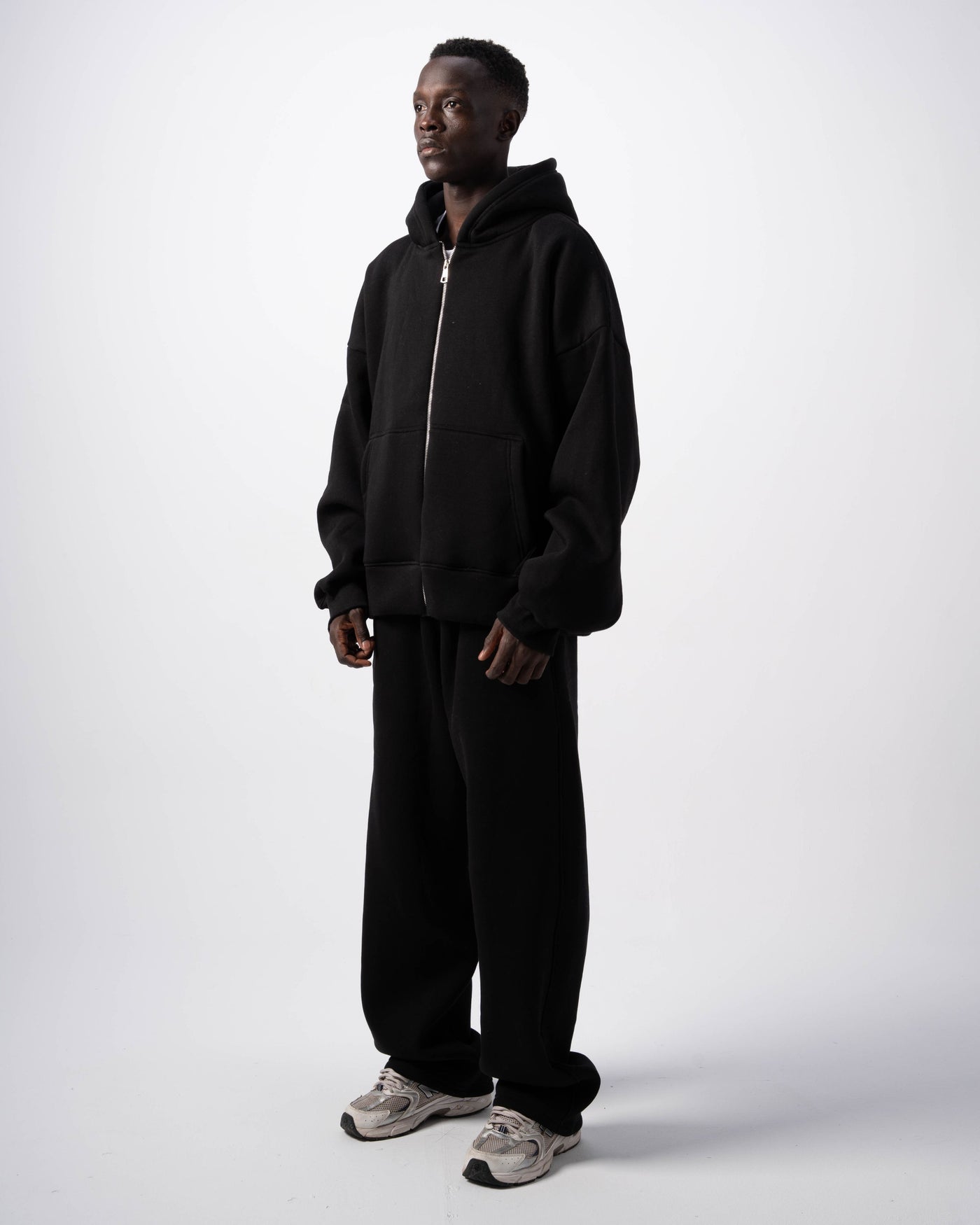 Basic Black Zip-Up Hoodie