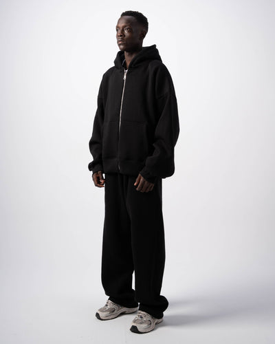 Basic Black Zip-Up Hoodie