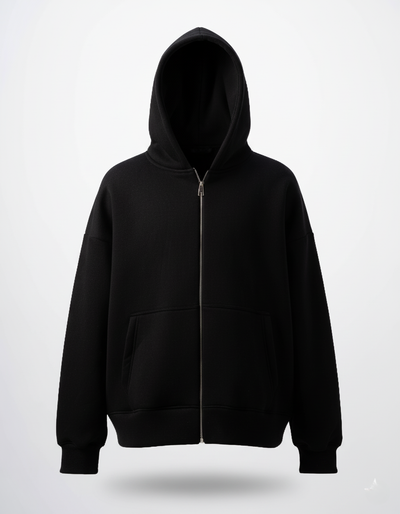 Basic Black Zip-Up Hoodie