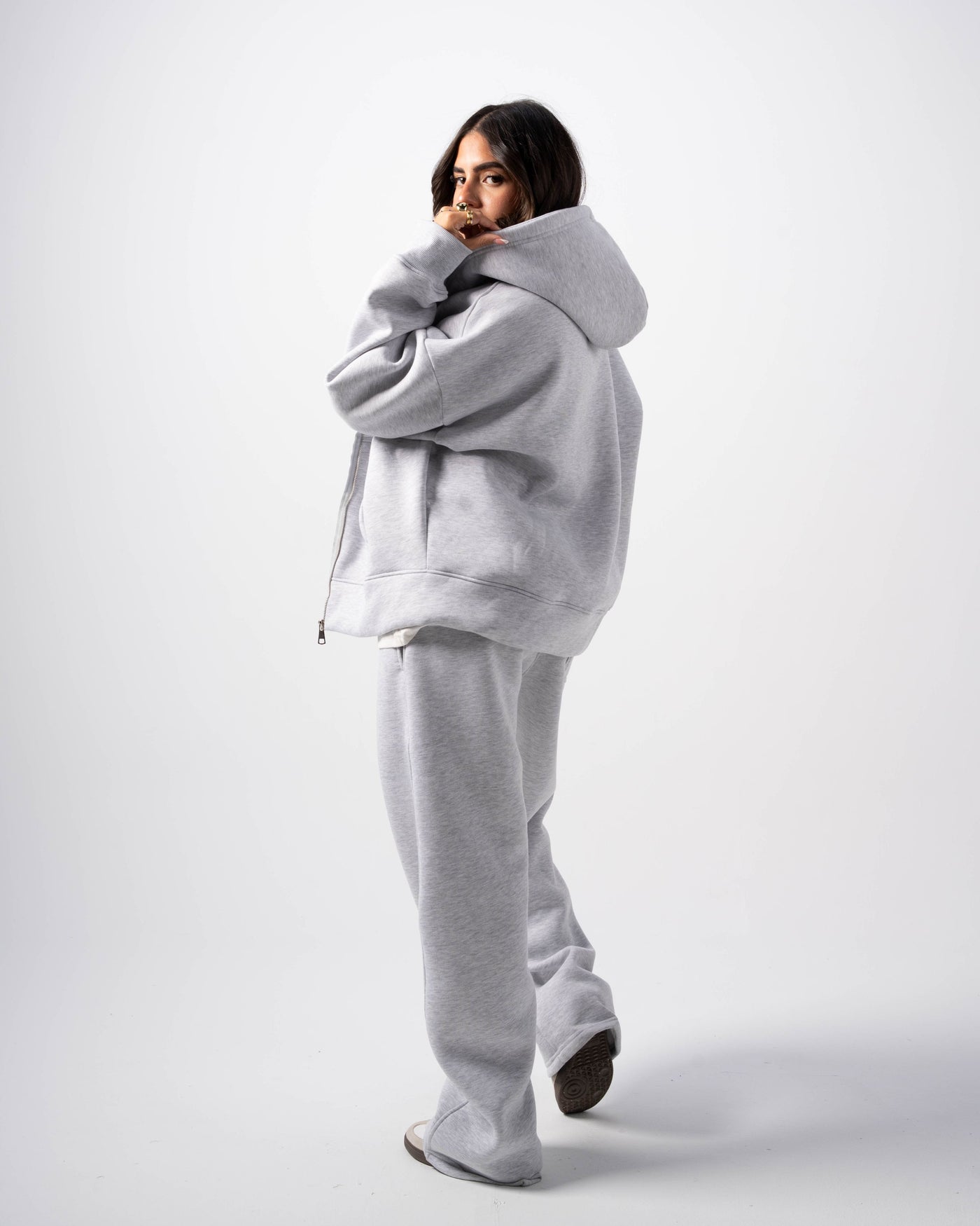 Basic Stone Zip-Up Hoodie