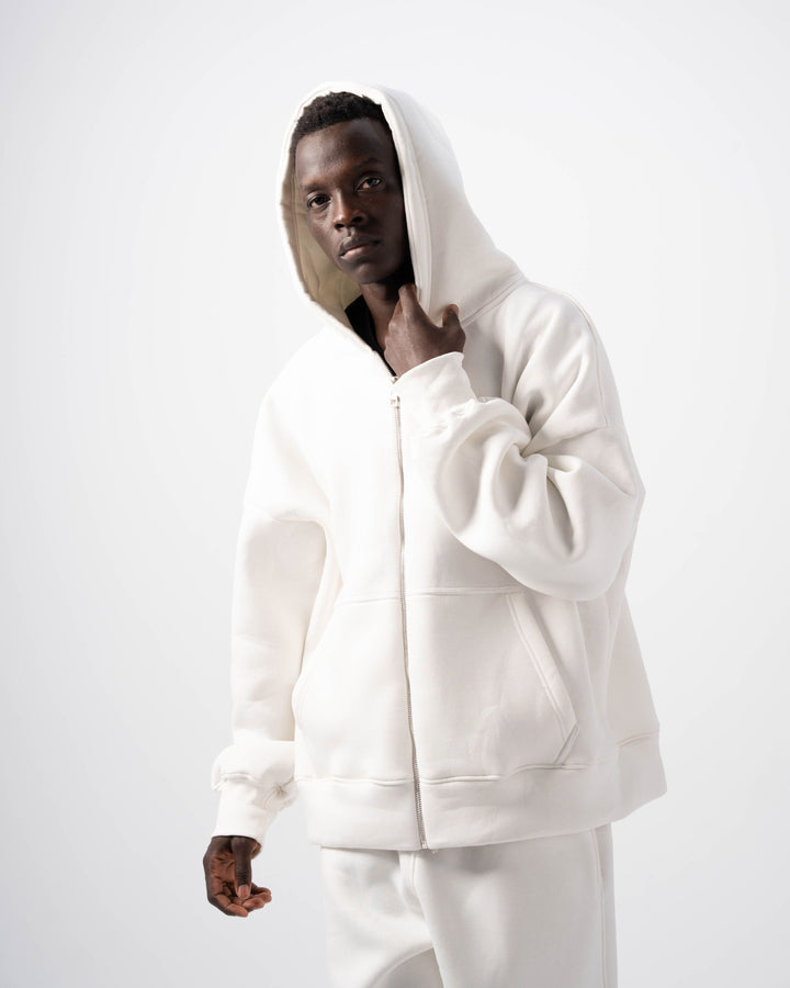 Basic White Zip-Up Hoodie