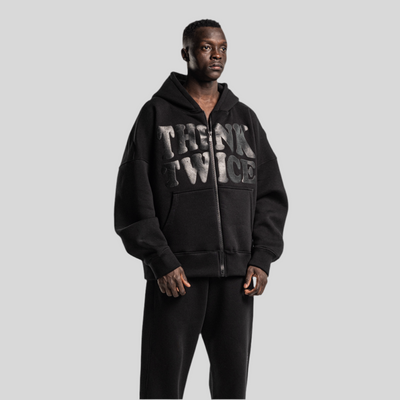 Unisex think twice zip up hoodie