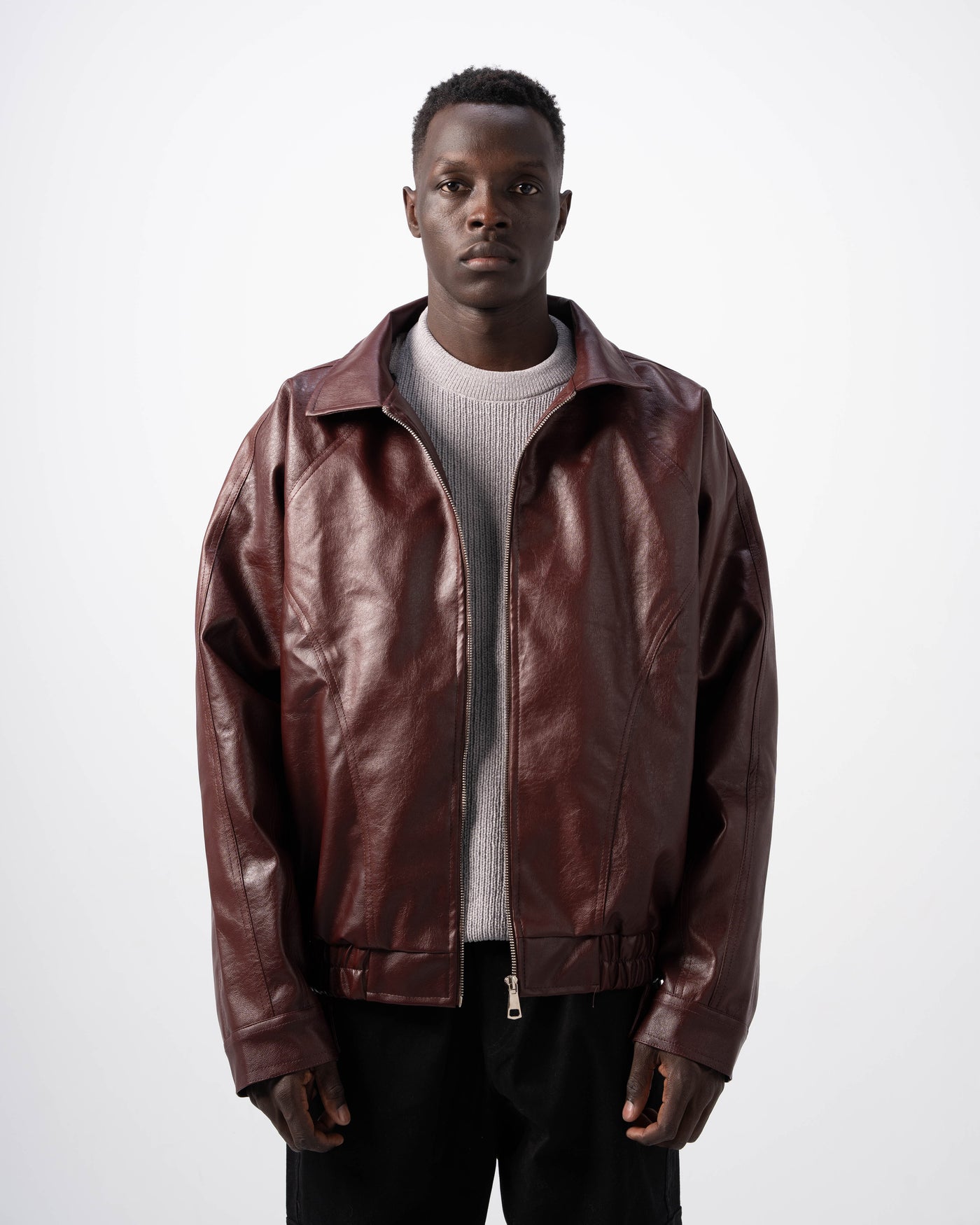 V5 Leather Jacket - Burgundy