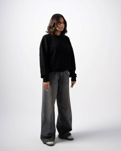 Black Knitted Sweatshirt