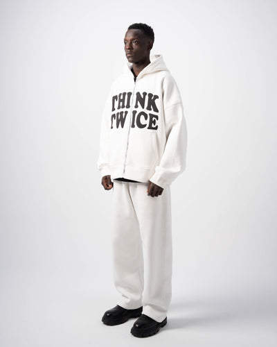 Think Twice Zip Up  - White