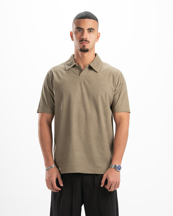 Khaki Waffle Knit Polo
