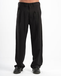 Black Pleated Wide Trousers