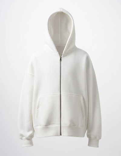 Basic White Zip-Up Hoodie