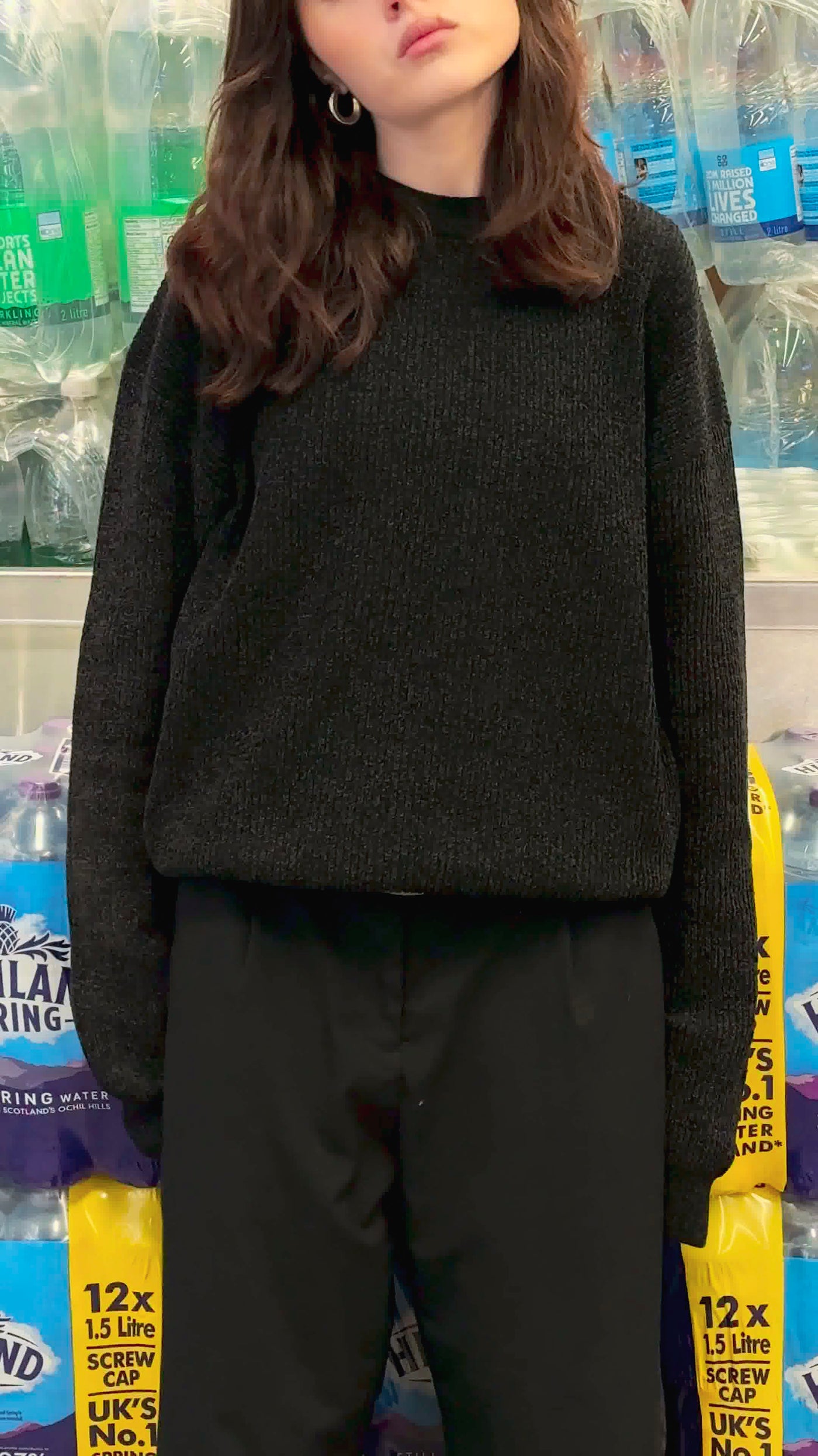 Black Knitted Sweatshirt