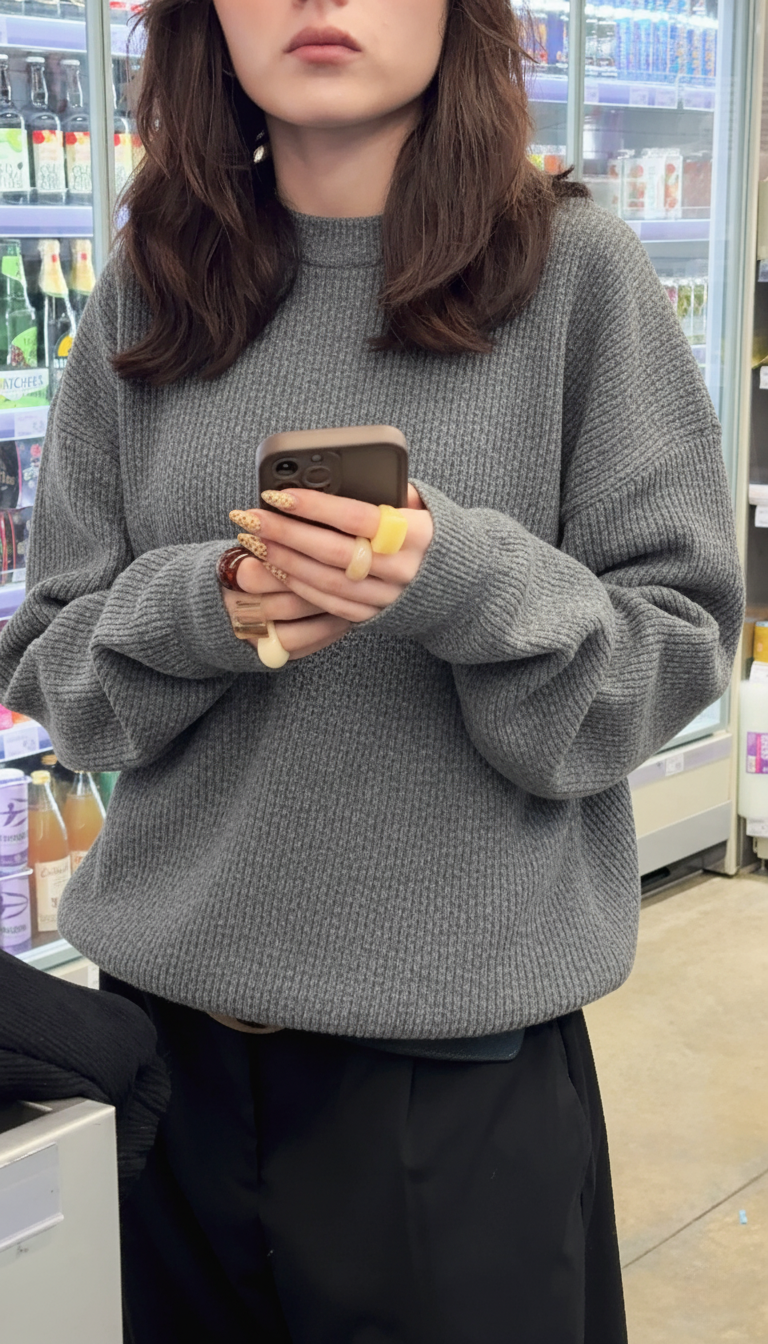 Grey Knitted Sweatshirt